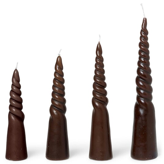 Ferm Living Twisted Stearinlys 4 pk Brun