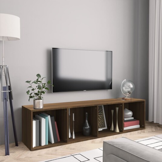 vidaXL Bokhylle/TV-benk brun eik 143x30x36 cm konstruert tre vidaXL Bokhylle/TV-benk brun eik 143x30x36 cm konstruert tre