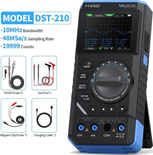 FNIRSI Oscilloskop DST-210 Håndholdt 10 mhz Båndbredde, Dds-Signalgenerator