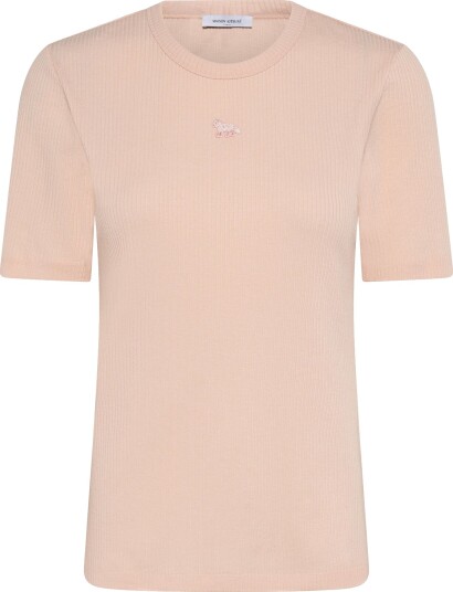 Maison Kitsune Baby Fox Ribbed Fitted Tee Shirt Pink L