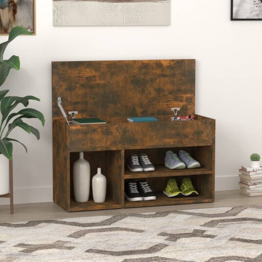 vidaXL Skobenk r?kt eik 80x30x45 cm konstruert tre vidaXL Skobenk r?kt eik 80x30x45 cm konstruert tre