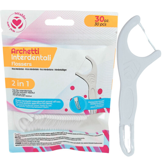 Tanntrådsbraketter Setablu Arch 2 in 1 Flosser 30 stk. Tanntrådsbraketter Setablu Arch 2 in 1 Flosser 30 stk.
