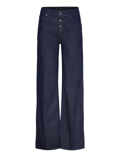 Mango Low-Rise Straight-Leg Jeans With Buttons - Navy - 34