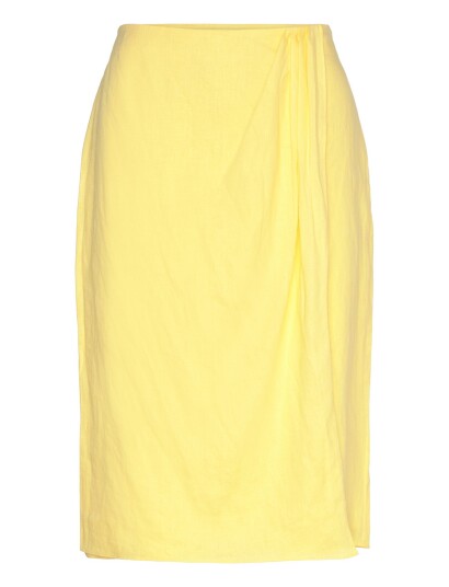Lauren Ralph Lauren Soft Drapey Linen Wvn Skirt   Yellow   46