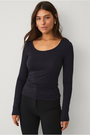 Ellos Collection Soft topp med rund hals Svart