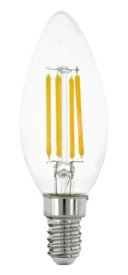Eglo Led-Filamentlyspære Form: C35 E14 7 W Ekvivalent 60 Klasse E Varmt Hvitt Lys 2700 K Gjennomsiktig Eglo Led-Filamentlyspære Form: C35 E14 7 W Ekvivalent 60 Klasse E Varmt Hvitt Lys 2700 K Gjennomsiktig