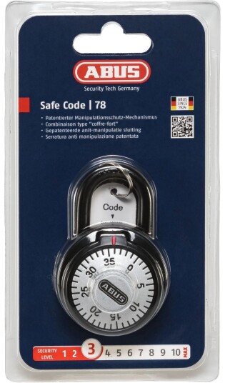 Abus Hengelås Safe-Code 78/50 Med Kode Svart Abus Hengelås Safe-Code 78/50 Med Kode Svart