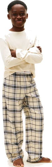Tommy Hilfiger Flannel Pj Set Gifting - Cream - 128-140 Tommy Hilfiger Flannel Pj Set Gifting - Cream - 128-140