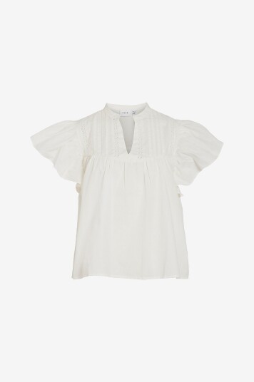 Vila - Bluse viLaurel S/S V-neck Top - Hvit