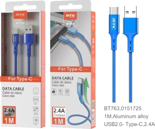 Mtk Usb-C-Kabel 2 Amp 1 M Blå