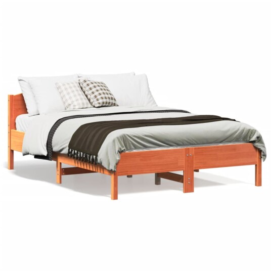  Sengeramme med hodegavl voksbrun 135x190 cm heltre furu 8721012427969