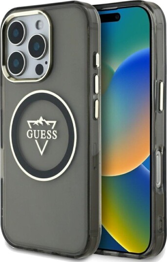 Guess MagSafe Mobildeksel med Metallfjelllogo for iPhone 16 Pro Max - Svart