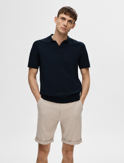 Selected Slhteller Ss Knit Polo - Navy - S