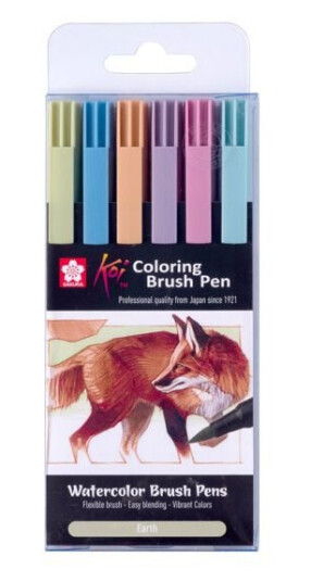 Penselpenn KOI Coloring sett 6stk earth