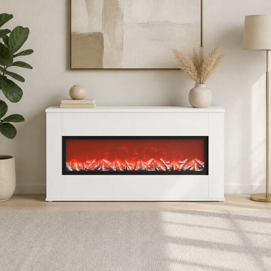 vidaXL Elektrisk peis Hvit 114 x 18 x 58,5 cm Konstruert tre