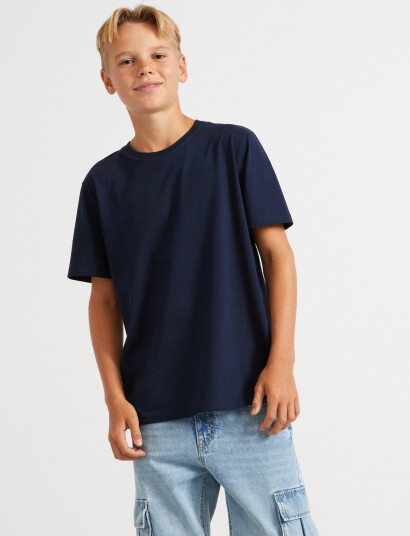 Lindex T Shirt Regular Solid Navy 128