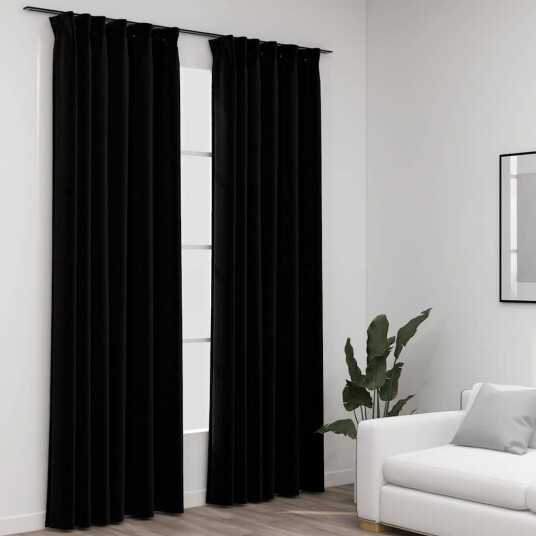 Vidaxl Lystette Gardiner Kroker Og Lin-Design 2 Stk Svart 140x245 Cm
