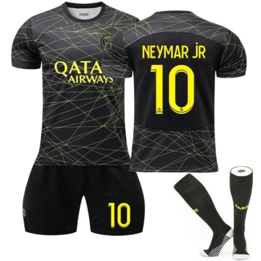 Fotballsett Fotballtrøye Treningstrøye for nr 10 Neymar Svarte barn 28 150 160 cm Svarta barn 28 150 160 cm