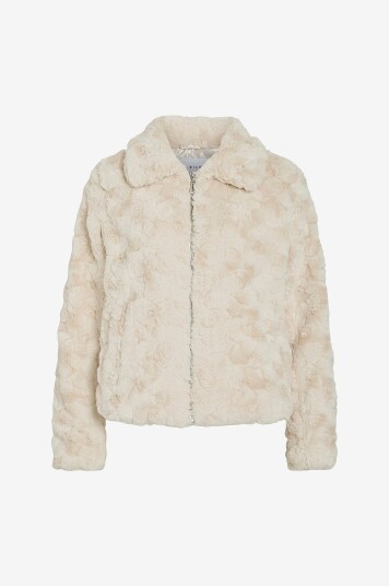 Vila Jakke i fuskepels viDorte L/S Jacket/pb Grå Vila Jakke i fuskepels viDorte L/S Jacket/pb Grå