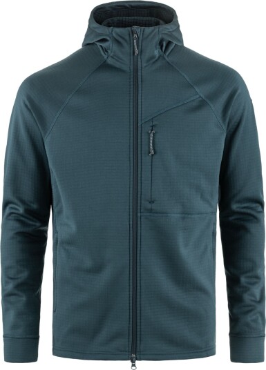 Fjellreven Men's Abisko Grid Fleece Hoodie Mountain Blue S