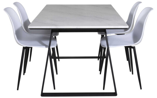 Venture Design Estelle & Polar spisegruppe Hvit/hvit 4 st stoler & bord 140 x 90 cm