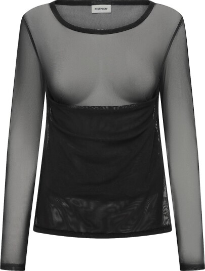 NOISY MAY Nmjudith L/S Doublelayer Mesh Top Tnt/14   Black   XS