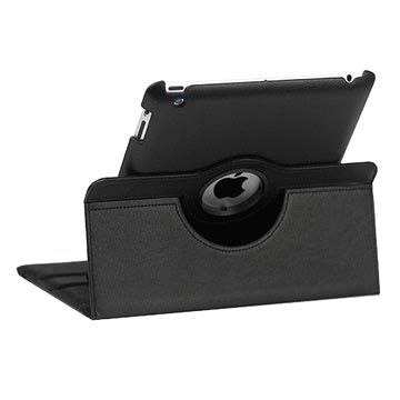 Rotary lærveske iPad 2, iPad 3, iPad 4 beskyttelse og stativ svart