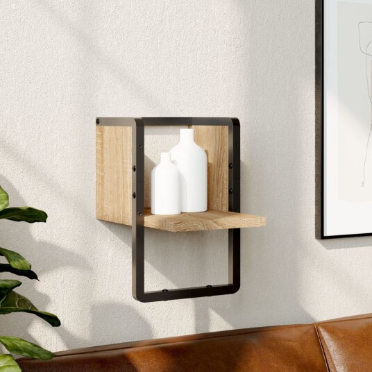 Vegghylle med stang sonoma eik 20x25x30 cm 8721012046085