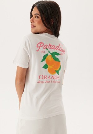 Pieces Pcsummer Ss Printed T-shirt Bright White Print:paradise Or XL