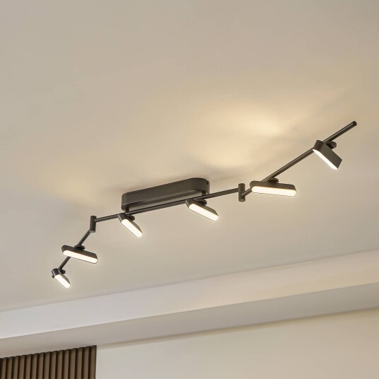 Lindby LED-spotlight Eldrin svart 6 lyskilder lyslist