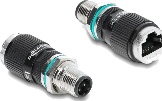 Delock M12-Adapter D-Kodet 4-Pins Hannkontakt Til Rj45 Hunnkontakt For Innbygging Rund Rett 90662