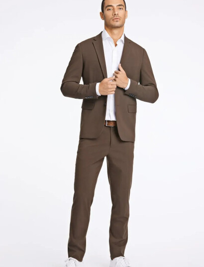 Lindbergh Plain Mens Suit - Normal Length - Brown - 56 Lindbergh Plain Mens Suit - Normal Length - Brown - 56