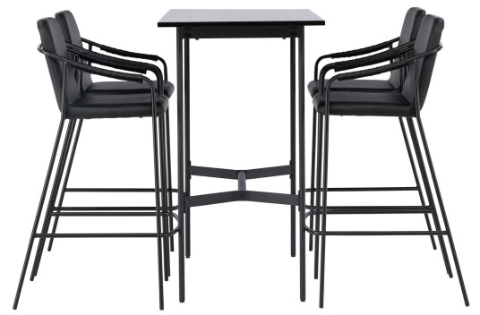 Venture Design Rax & Tvist bargruppe Svart/svart 4 stoler & bord 120 x 60 cm