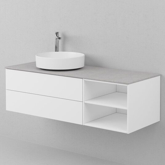 INR Iconic Nordic Rooms AIR Solid Servantskap med 2 Skuffer og Åpen Oppbevaring H:35xd:45cm Premium White / 120cm Venstre