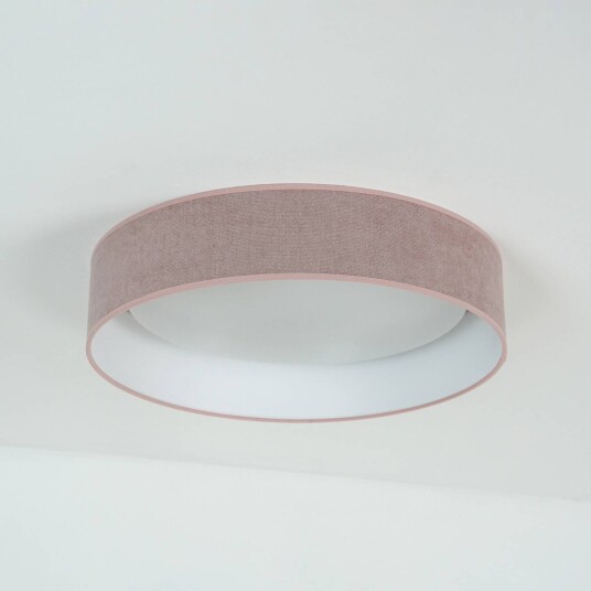 Duolla LED taklampe Plafond rosa stoff Ø 45 cm dimbar i 3 trinn