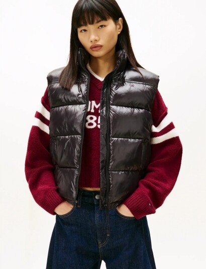 Tommy Jeans Tjw Essential Puffer Vest Shiny Black M
