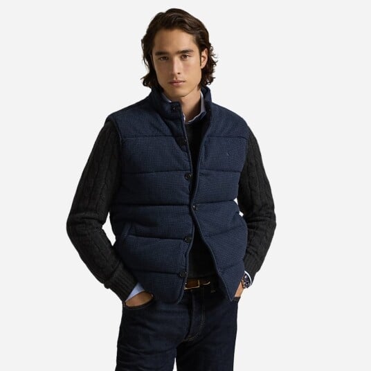 Polo Ralph Lauren Houndstooth Print Estate Rib Vest Navy S Polo Ralph Lauren Houndstooth Print Estate Rib Vest Navy S