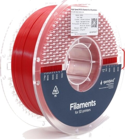 Gembird Rød 1 Kg Rød Fargeboks Petg-Filament (3D)