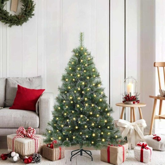 Kunstig juletre med 150 LED med stativ grønn 120 cm PE og PVC