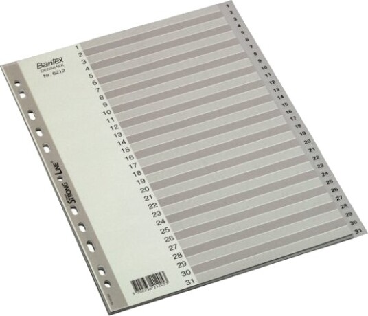 Bantex 100204675 Numerisk Faneindeks Polypropylen Pp Grå A4 226 Mm 300 Mm