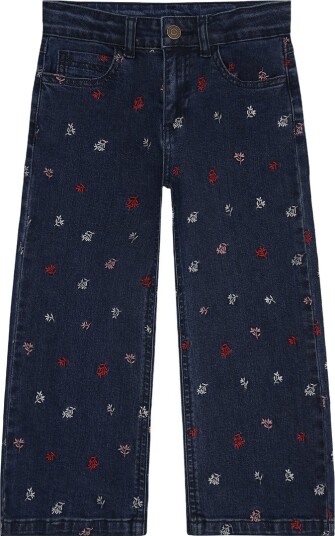Minymo Pants Denim W. Emb. Blue 128 Minymo Pants Denim W. Emb. Blue 128