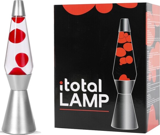 Itotal Lava Lamp Silver Base See-through Liquid and Red Wax 36 cm 1270397