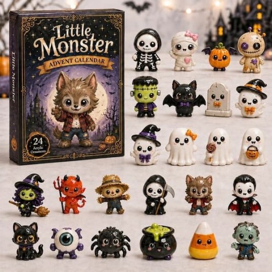 Q versjon Varulv Blind Box Adventskalender 24 ruters Akrylstativ Uleende Spøkelsesaktig Dekor