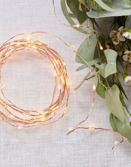 Ginger Ray Ekstra Tynn Kobber lyslenke med 60 LED lys 3 Meter Botanisk Bryllup