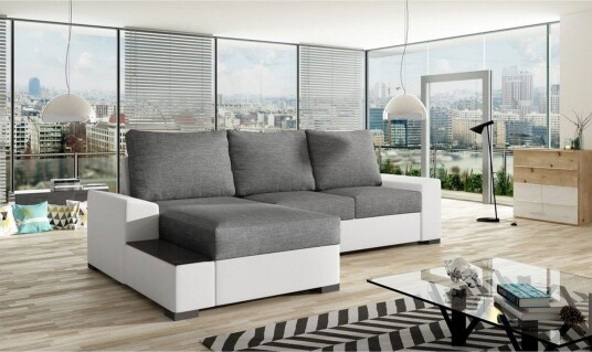 Seksjon Eltap Negro 245x165x90 cm Sawana 05 Soft 17 Grå Hvit Venstre