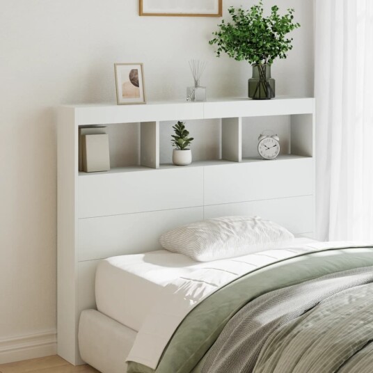 Hodegavl skap med LED hvit 120x17x102 cm 8721012465046 Hodegavl skap med LED hvit 120x17x102 cm 8721012465046