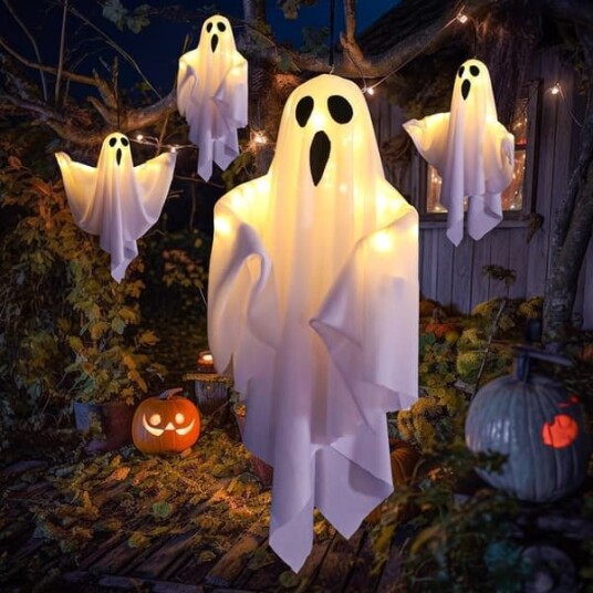 Halloween Hengende LED-Spøkelse med 3 Lysmoduser 20 tommer