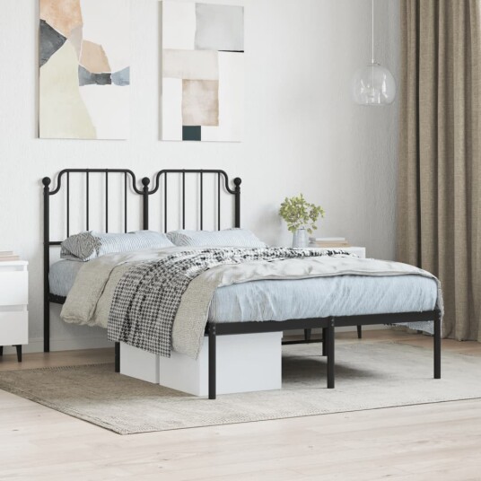 vidaXL Sengeramme i metall med hodegavl svart 120x190 cm 8721012211933