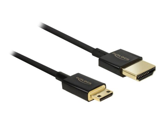 Delock Slim Mini HDMI-kabel med Ethernet 50 cm 4K Støtte