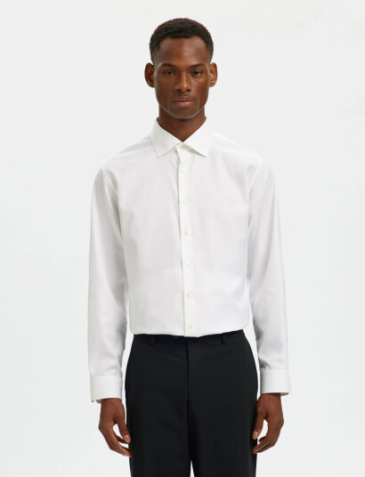 Selected Slhslim-Lux Oxford Shirt Ls Spread Noos - White - XL